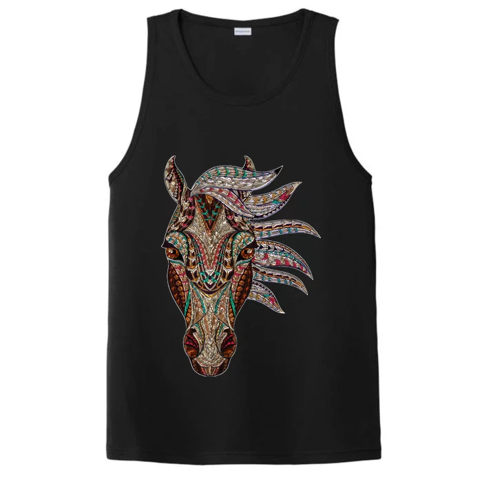 Horse Tribal Abstract Art Native American Geometric Horse Performance Tank