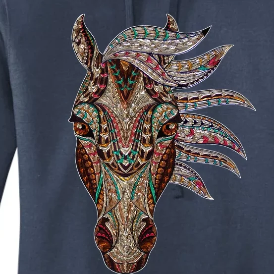 Horse Tribal Abstract Art Native American Geometric Horse Women's Pullover Hoodie