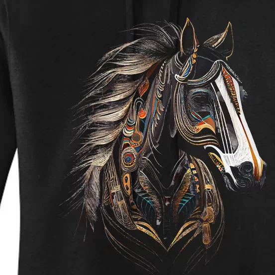 Horse Tribal Abstract Art Native American Graphic Women's Pullover Hoodie