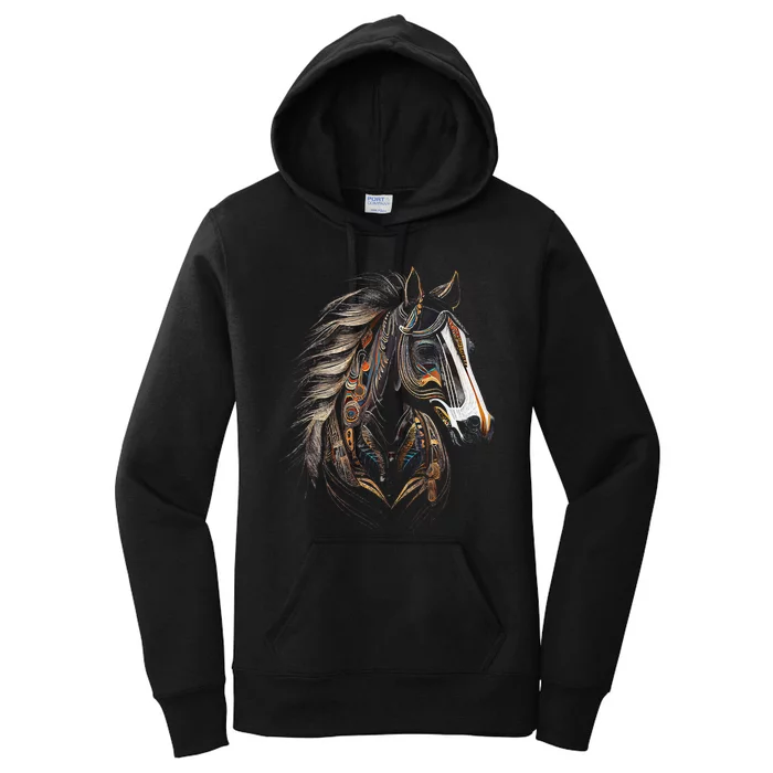 Horse Tribal Abstract Art Native American Graphic Women's Pullover Hoodie