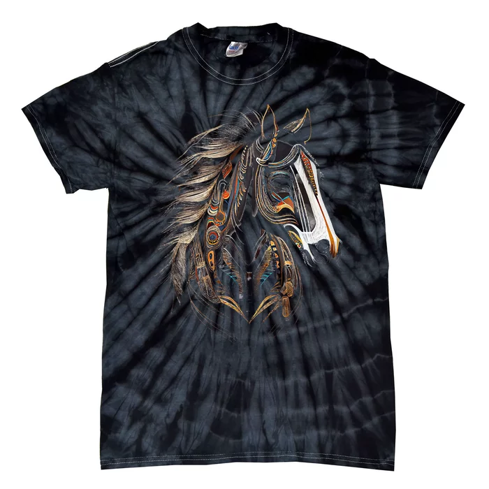 Horse Tribal Abstract Art Native American Graphic Tie-Dye T-Shirt