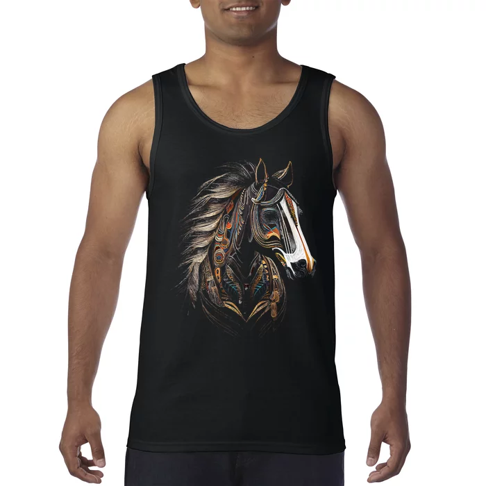 Horse Tribal Abstract Art Native American Graphic Tank Top