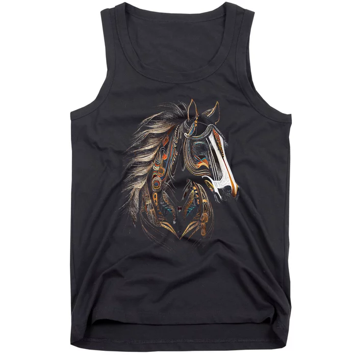 Horse Tribal Abstract Art Native American Graphic Tank Top