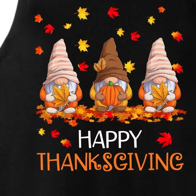 Happy Thanksgiving Autumn Fall Gnomes Ladies Tri-Blend Wicking Tank