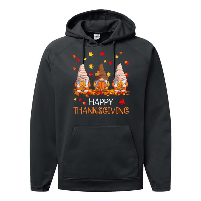 Happy Thanksgiving Autumn Fall Gnomes Performance Fleece Hoodie