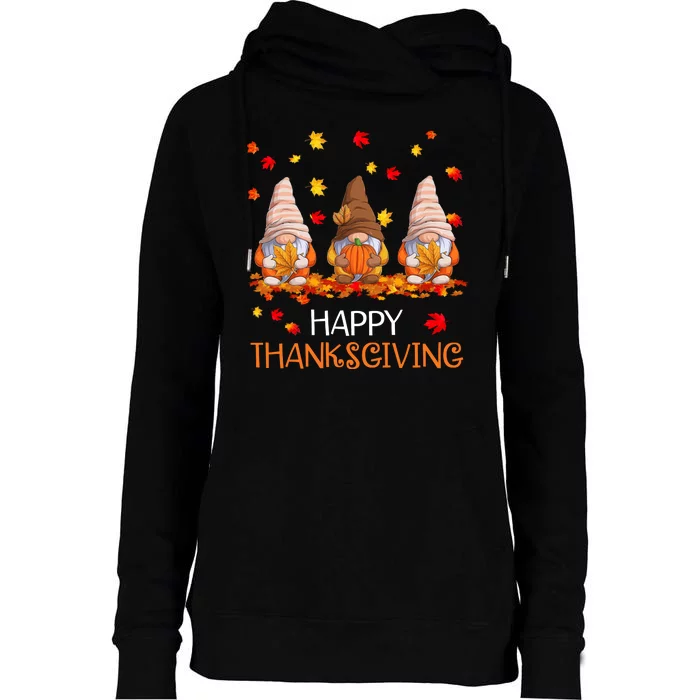 Happy Thanksgiving Autumn Fall Gnomes Womens Funnel Neck Pullover Hood