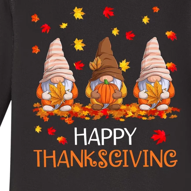 Happy Thanksgiving Autumn Fall Gnomes Baby Long Sleeve Bodysuit