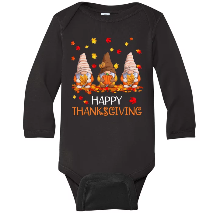 Happy Thanksgiving Autumn Fall Gnomes Baby Long Sleeve Bodysuit