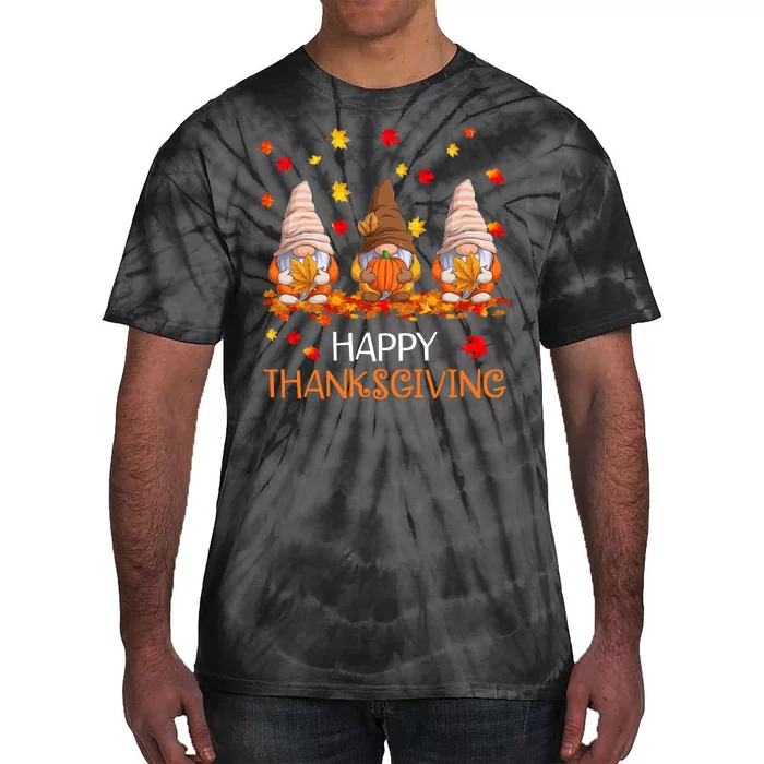 Happy Thanksgiving Autumn Fall Gnomes Tie-Dye T-Shirt