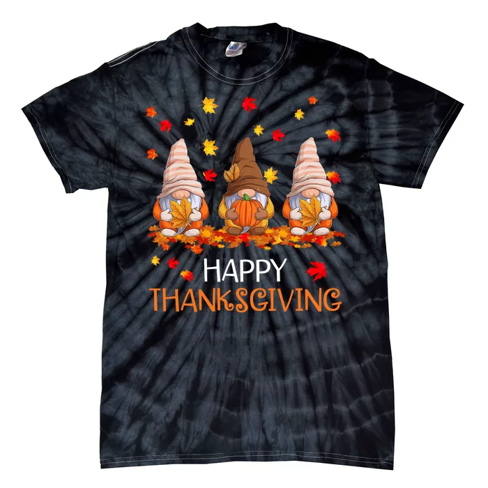 Happy Thanksgiving Autumn Fall Gnomes Tie-Dye T-Shirt