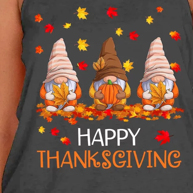 Happy Thanksgiving Autumn Fall Gnomes Women's Knotted Racerback Tank