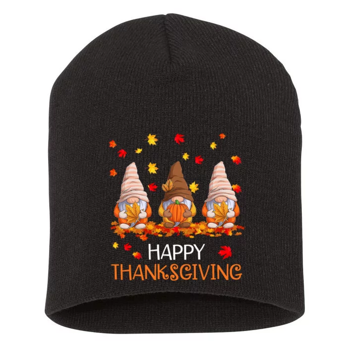 Happy Thanksgiving Autumn Fall Gnomes Short Acrylic Beanie