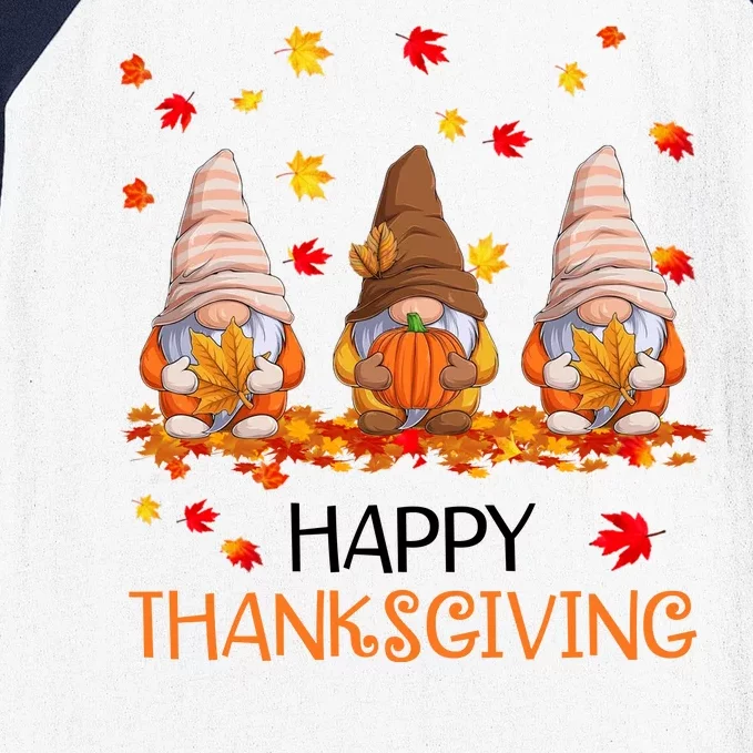 Happy Thanksgiving Autumn Fall Gnomes Baseball Sleeve Shirt