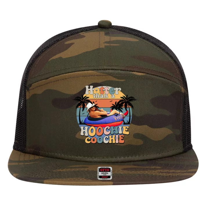 Hotter Than A Hoochie Coochie 7 Panel Mesh Trucker Snapback Hat