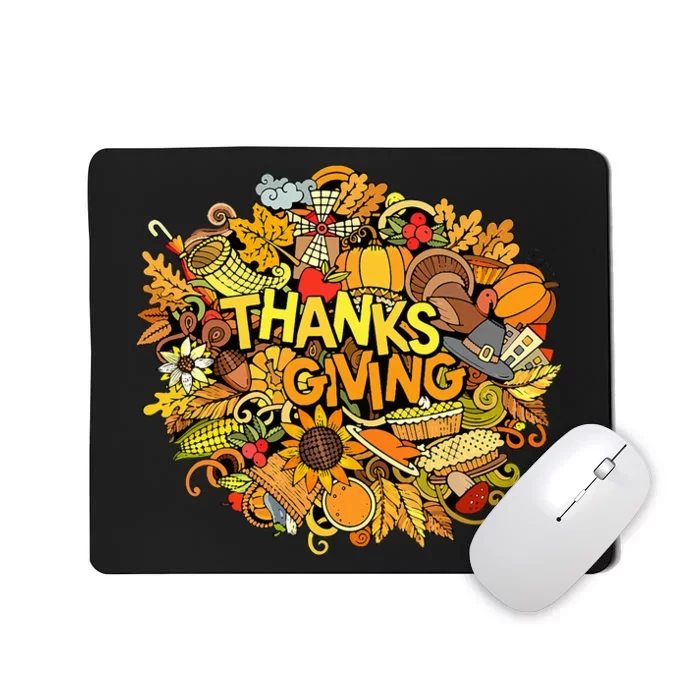 Happy Thanksgiving Artwork Illustration Funny Mousepad