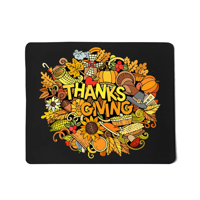 Happy Thanksgiving Artwork Illustration Funny Mousepad