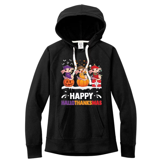 Happy Thanksmas Axolotl Women's Fleece Hoodie