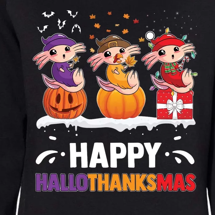 Happy Thanksmas Axolotl Womens California Wash Sweatshirt