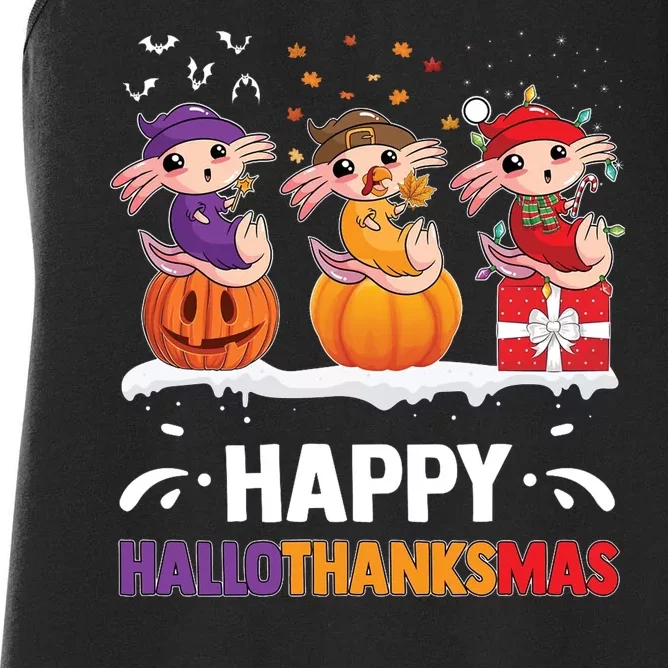 Happy Thanksmas Axolotl Women's Racerback Tank