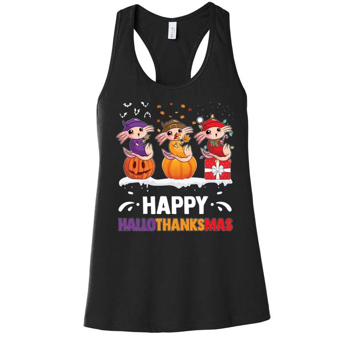 Happy Thanksmas Axolotl Women's Racerback Tank