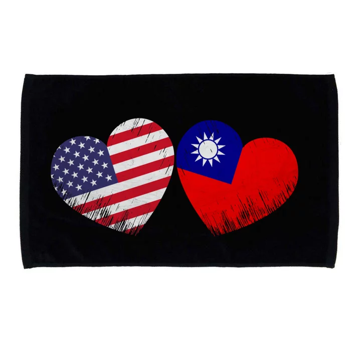 Heart Taiwanese American Flag Patriotic Family Heritage Meaningful Gift Microfiber Hand Towel