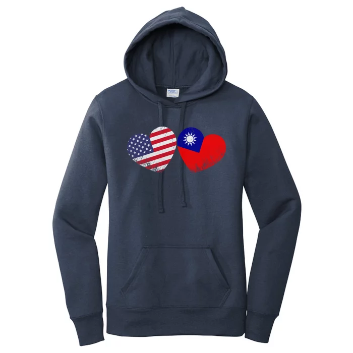 Heart Taiwanese American Flag Patriotic Family Heritage Meaningful Gift Women's Pullover Hoodie