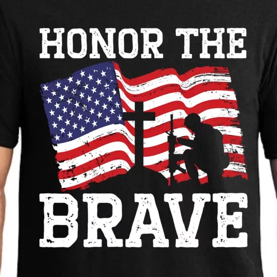 Honor The Brave Veteran Usa Flag American Memorial Day Gift Pajama Set