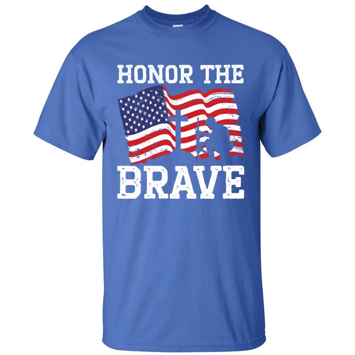 Honor The Brave Veteran Usa Flag American Memorial Day Gift Tall T-Shirt