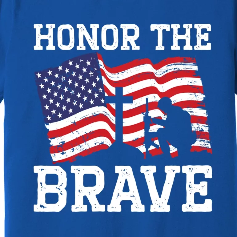 Honor The Brave Veteran Usa Flag American Memorial Day Gift Premium T-Shirt