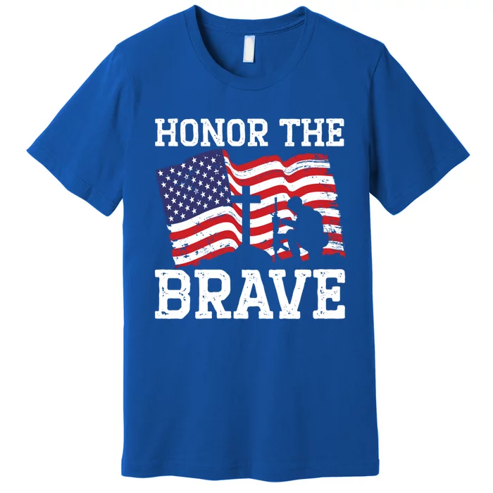 Honor The Brave Veteran Usa Flag American Memorial Day Gift Premium T-Shirt