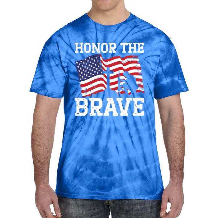 Honor The Brave Veteran Usa Flag American Memorial Day Gift Tie-Dye T-Shirt