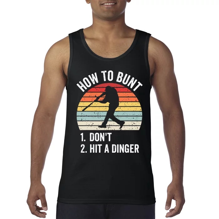 How To Bunt Dont Hit A Dinger Funny Baseball Player Tank Top