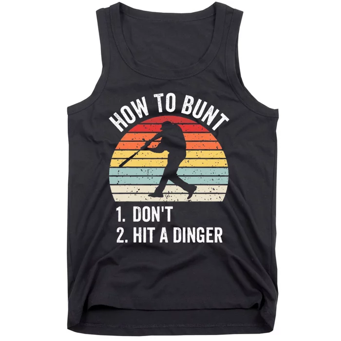 How To Bunt Dont Hit A Dinger Funny Baseball Player Tank Top