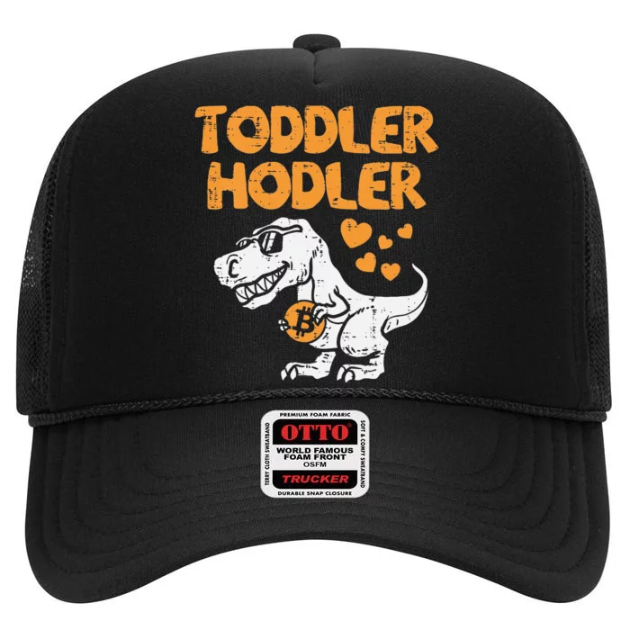 Hodler Trex Bitcoin BTC Crypto Cryptocurrency High Crown Mesh Trucker Hat