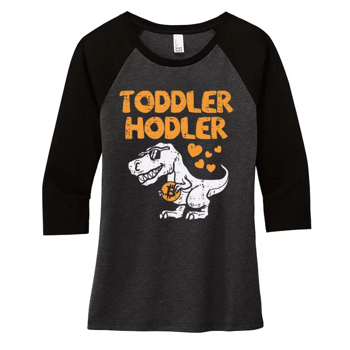 Hodler Trex Bitcoin BTC Crypto Cryptocurrency Women's Tri-Blend 3/4-Sleeve Raglan Shirt