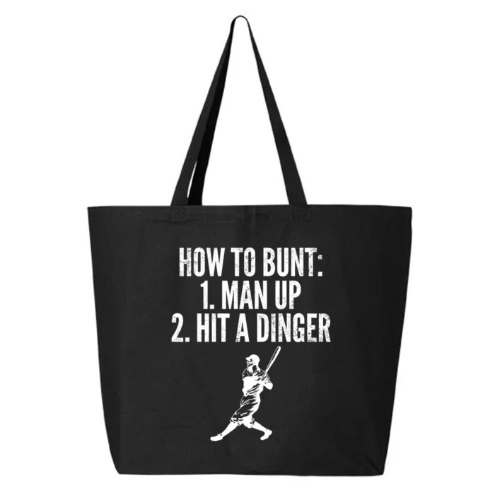 How To Bunt, Hit A Dinger Funny Baseball Player Home Run Fun 25L Jumbo Tote