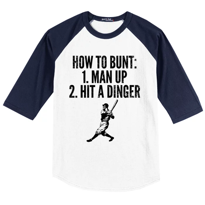 How To Bunt, Hit A Dinger Funny Baseball Player Home Run Fun Baseball Sleeve Shirt