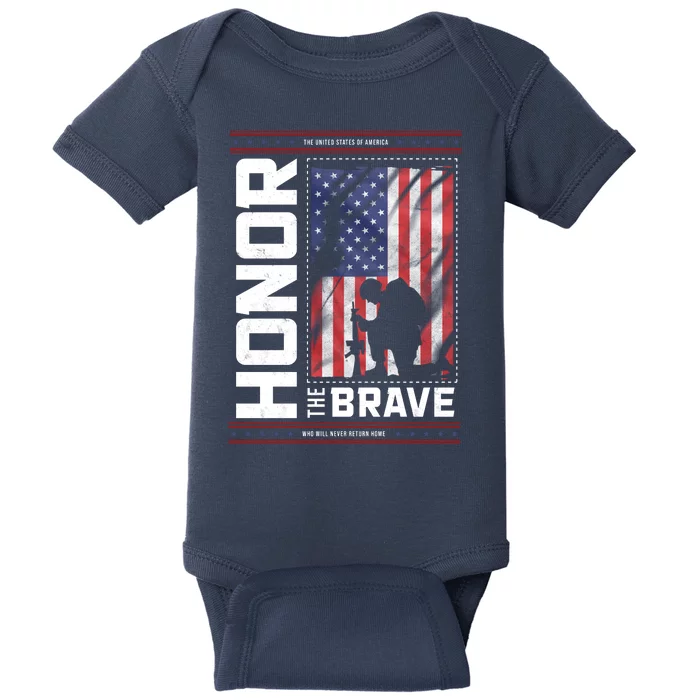 Honor The Brave Who Will Never Return Home Usa Memorial Day Patriotic Baby Bodysuit