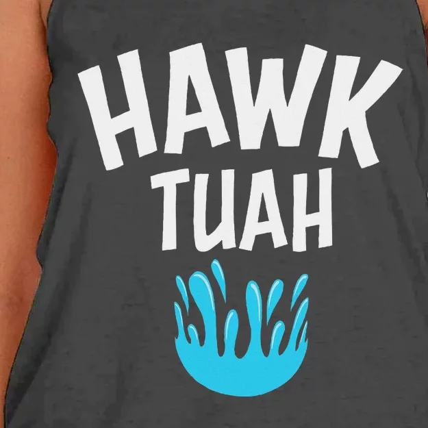 Hawk Tuah Bold And Fierce Design Women's Knotted Racerback Tank