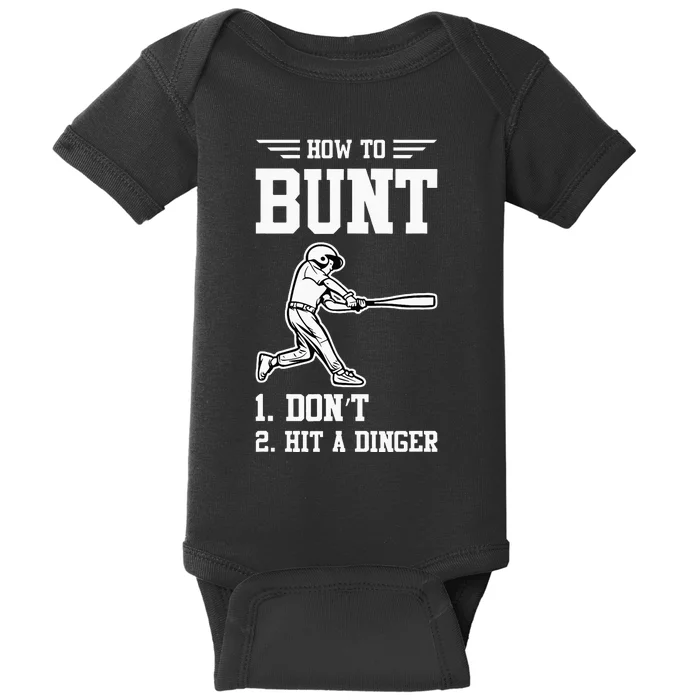 How To Bunt Batter Baseball Men Catcher Pitcher Baby Bodysuit