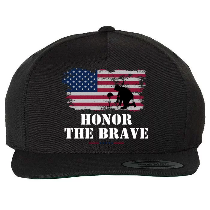 Honor The Brave Memorial Day Veteran American Flag Cool Gift Wool Snapback Cap