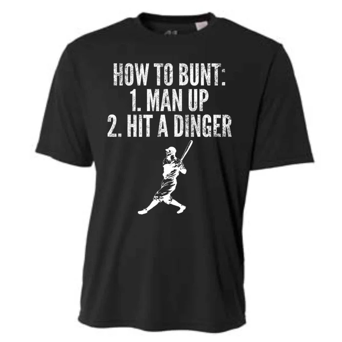 How To Bunt Hit A Dinger Funny Baseball Player Home Run Fun Cooling Performance Crew T-Shirt