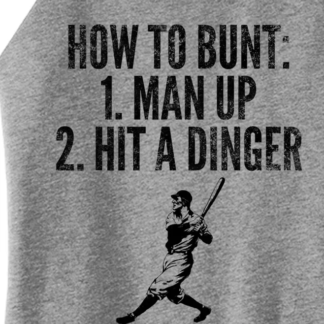 How To Bunt Hit A Dinger Funny Baseball Player Home Run Fun Women’s Perfect Tri Rocker Tank