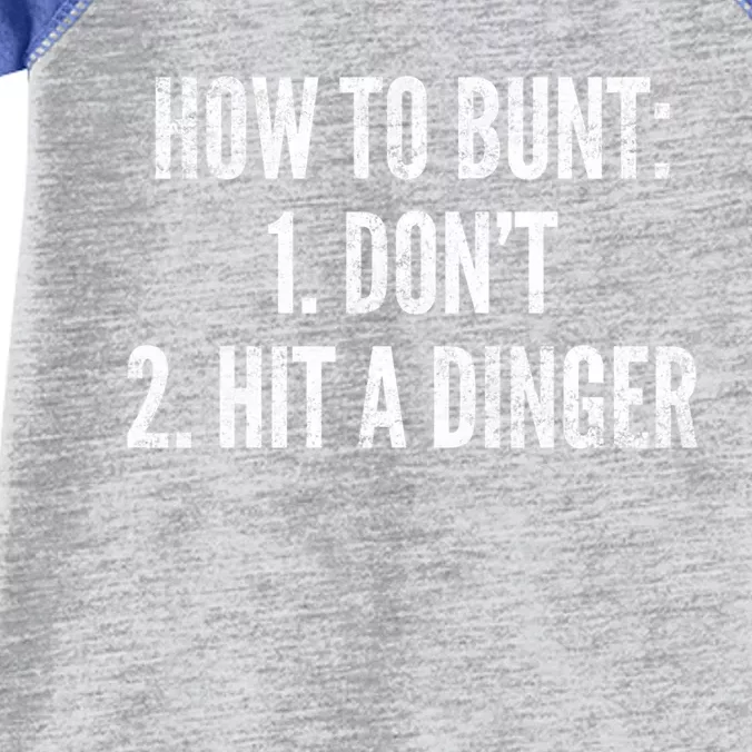 How To Bunt Hit A Dinger Funny Baseball Player Home Run Fun Cute Gift Infant Baby Jersey Bodysuit