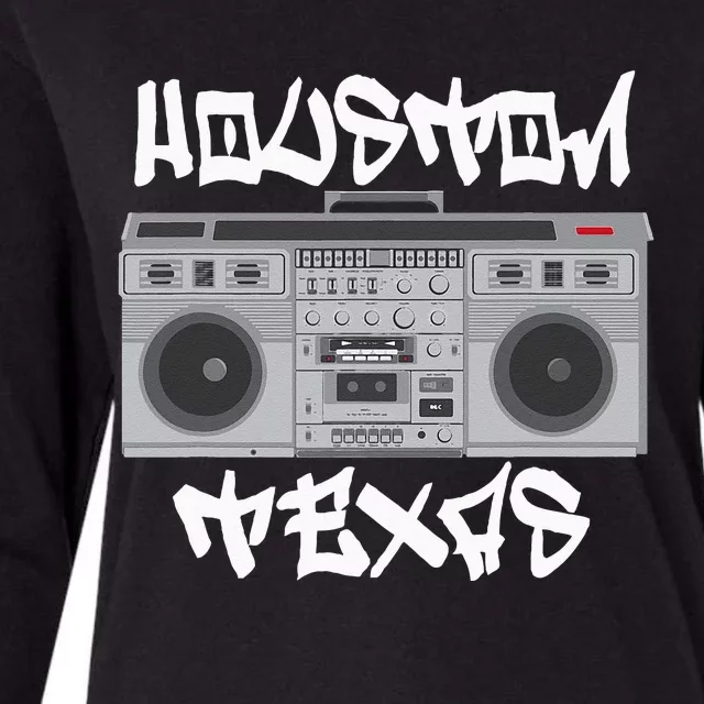 Houston Texas Boom Box Womens Cotton Relaxed Long Sleeve T-Shirt