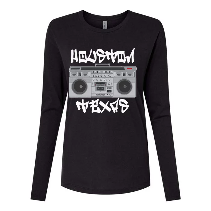 Houston Texas Boom Box Womens Cotton Relaxed Long Sleeve T-Shirt