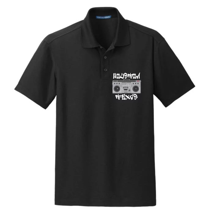 Houston Texas Boom Box Dry Zone Grid Performance Polo