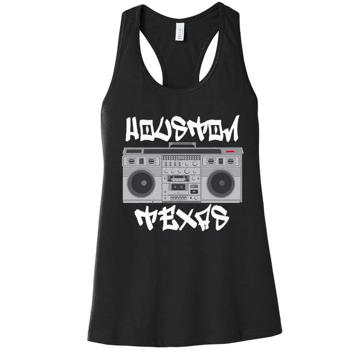 Houston Texas Boom Box Women's Racerback Tank