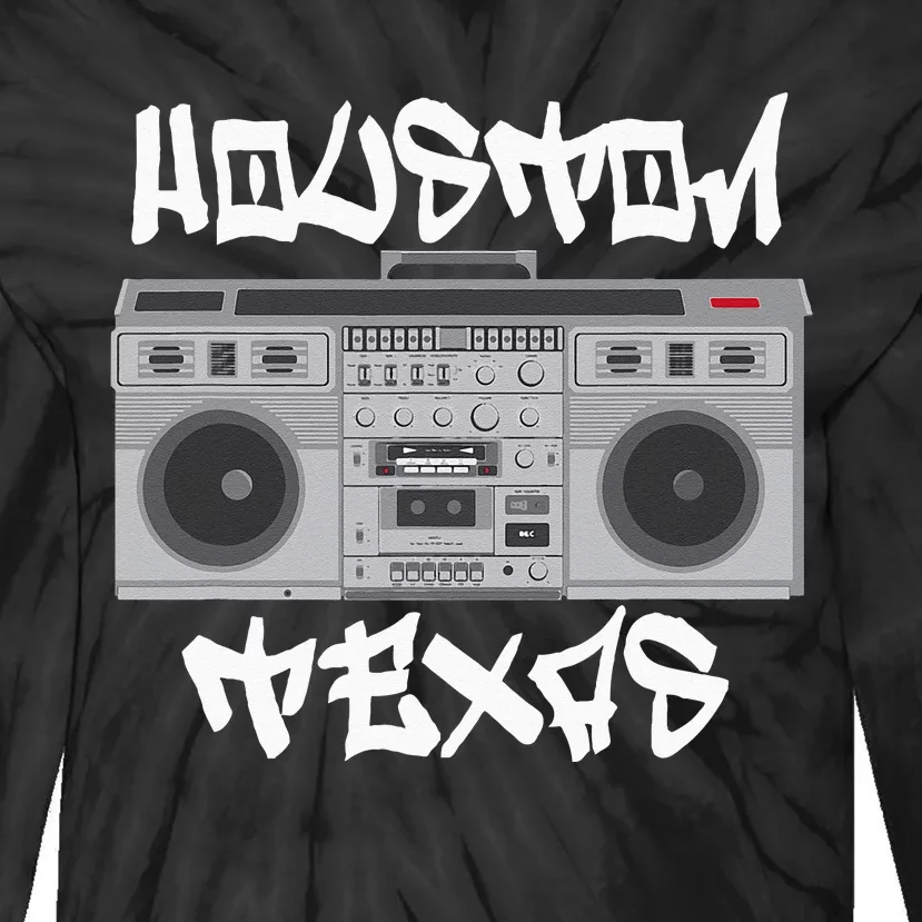 Houston Texas Boom Box Tie-Dye Long Sleeve Shirt