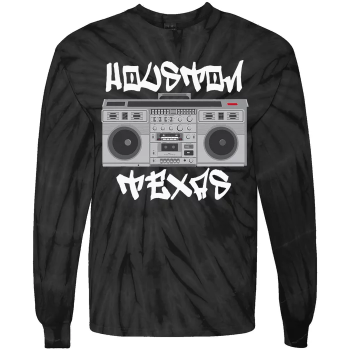 Houston Texas Boom Box Tie-Dye Long Sleeve Shirt